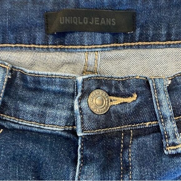 Uniqlo Wide Leg Crop Jeans Raw Hem High Rise - Picture 5 of 8